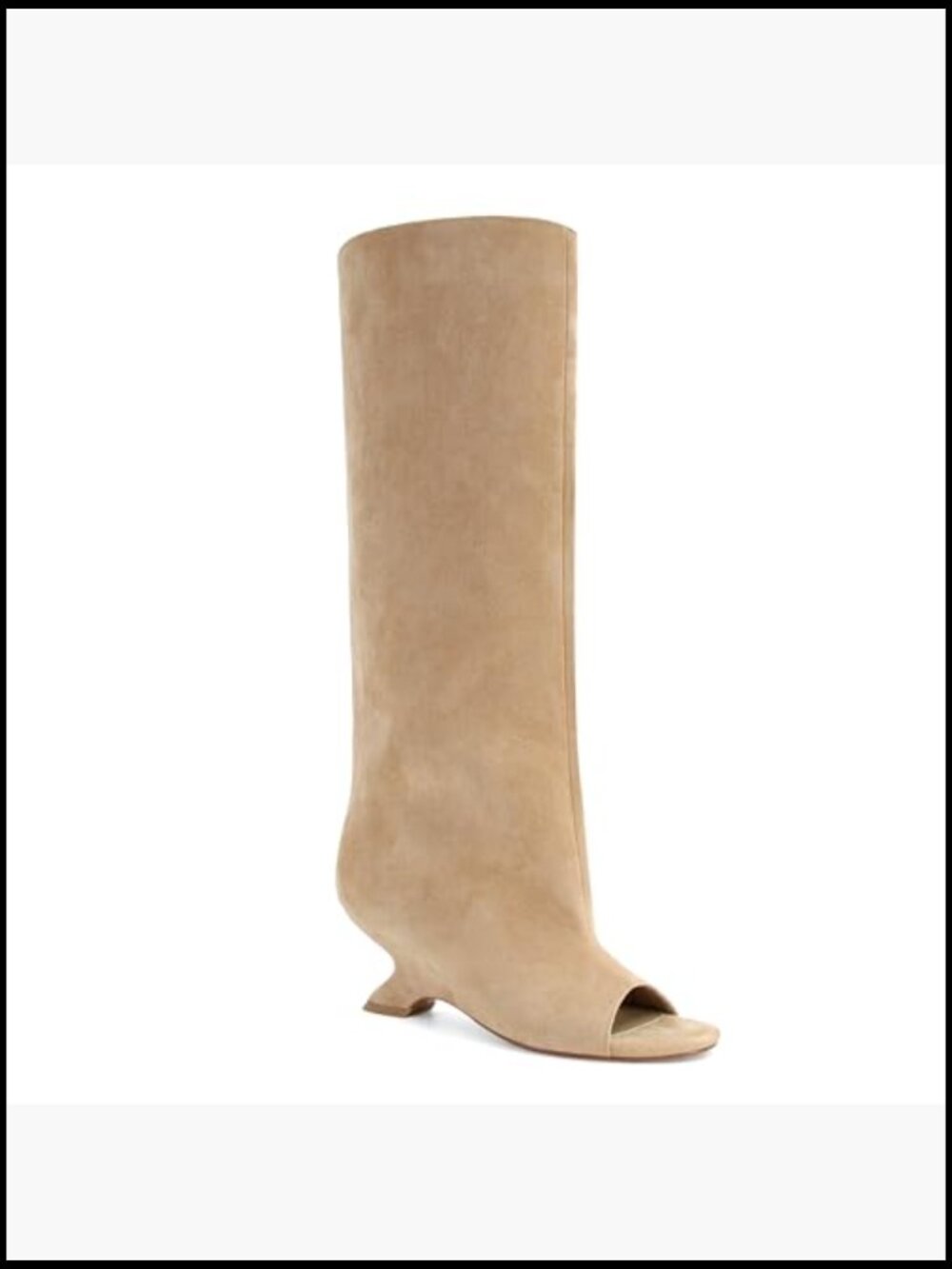 Peep Toe Wedge Heel Knee High Boots Pull On Suede Long Tall Fashion Booties - Picture 5 of 7